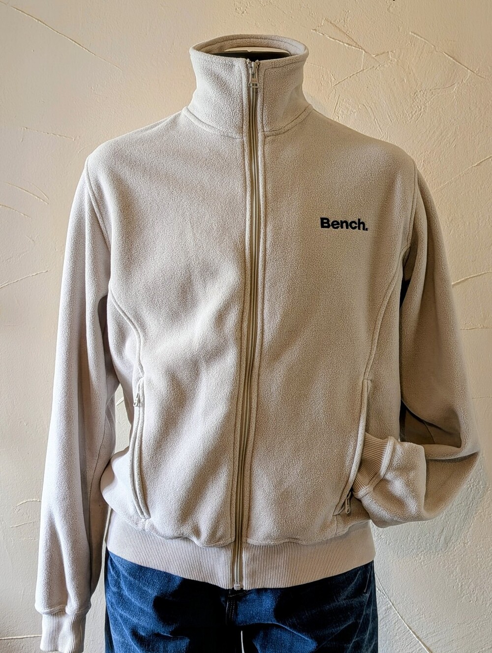 Bench Men's Full-Zip Light Grey Fleece Jacket M
